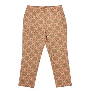 Soft Surroundings Pants Womens Size Large Petite Orange‎ Printed Stretch Chinos